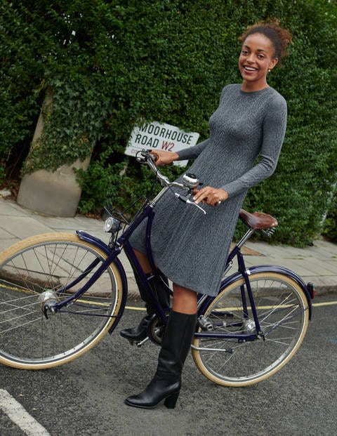 Erica Cable Knitted Dress - Grey Melange Erica Cable Knitted Dress - Grey Melange