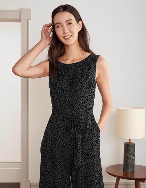 Devore Palazzo Jumpsuit - Black, Dalmatian Spot Devore Palazzo Jumpsuit - Black, Dalmatian Spot