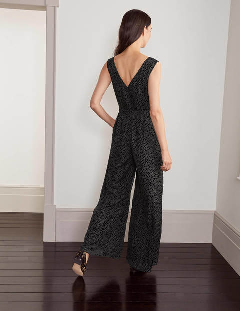 Devore Palazzo Jumpsuit - Black, Dalmatian Spot Devore Palazzo Jumpsuit - Black, Dalmatian Spot