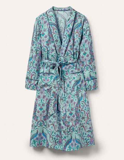 Janie Dressing Gown - Frost, Fanciful Peacock Janie Dressing Gown - Frost, Fanciful Peacock