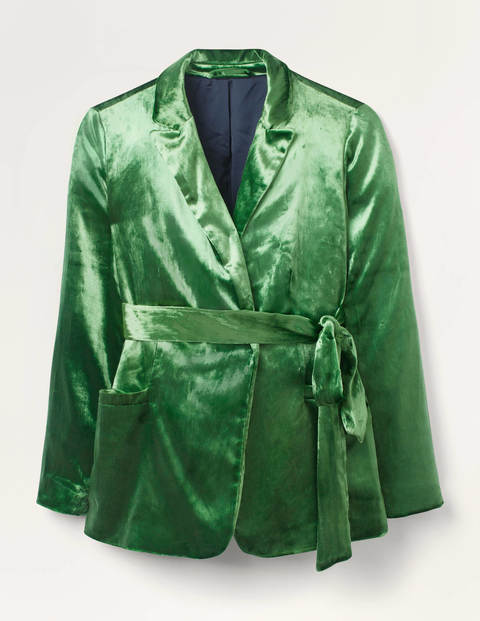 Rosebury Velvet Belted Blazer - Mid Green Velvet Rosebury Velvet Belted Blazer - Mid Green Velvet