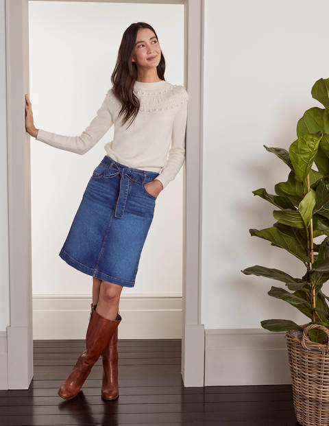 mid calf denim skirt uk