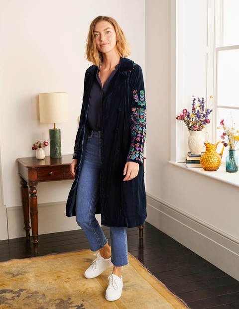 Altheda Bestickter Mantel - Navy Altheda Bestickter Mantel - Navy
