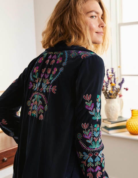 Altheda Bestickter Mantel - Navy Altheda Bestickter Mantel - Navy