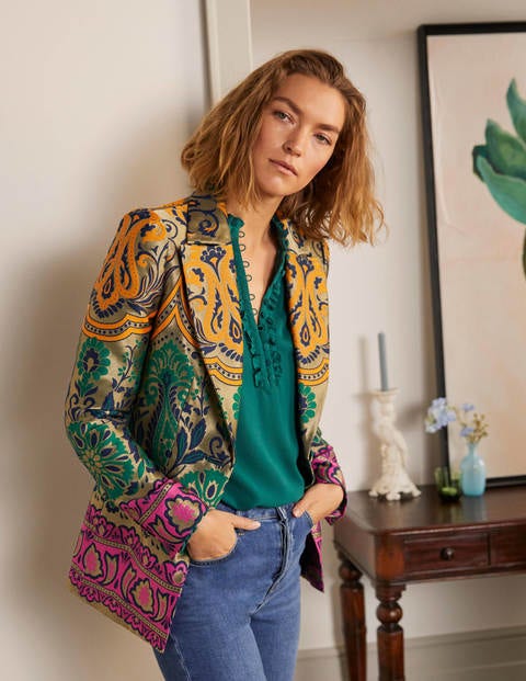 Romaine Jacquard-Blazer - Gold, Dekadenter Garten Romaine Jacquard-Blazer - Gold, Dekadenter Garten