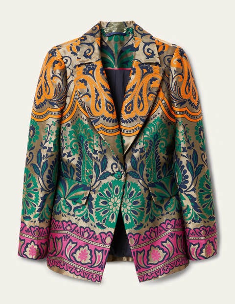Romaine Jacquard-Blazer - Gold, Dekadenter Garten Romaine Jacquard-Blazer - Gold, Dekadenter Garten