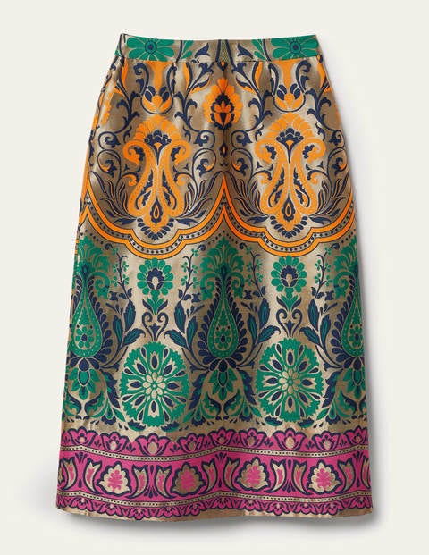 Romaine Jacquard-Midirock - Gold, Dekadenter Garten Romaine Jacquard-Midirock - Gold, Dekadenter Garten