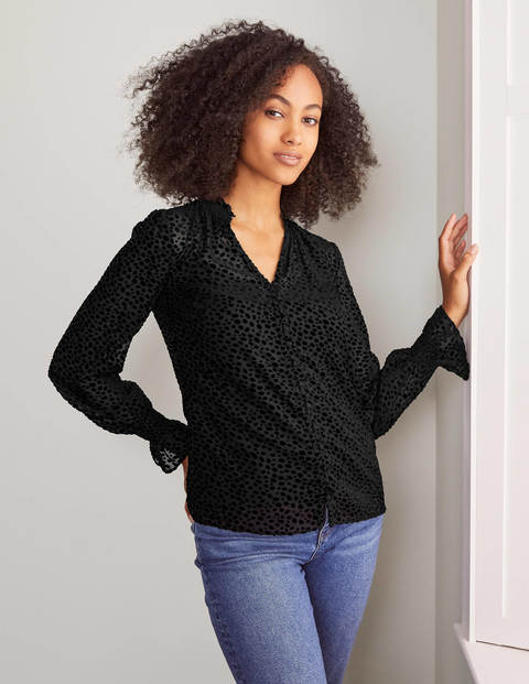 Evangeline Blouse - Black, Dalmatian Dot Evangeline Blouse - Black, Dalmatian Dot