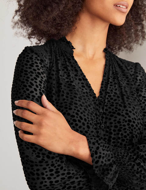 Evangeline Blouse - Black, Dalmatian Dot Evangeline Blouse - Black, Dalmatian Dot