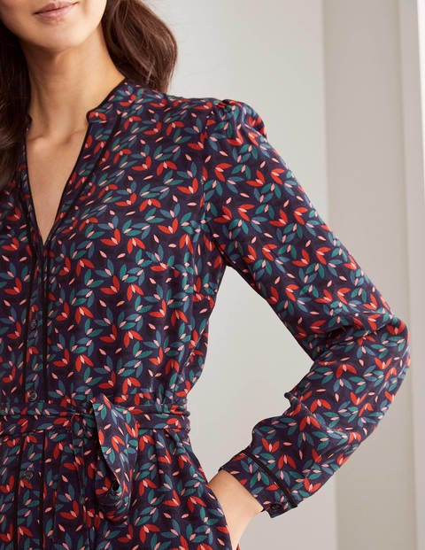 Pippa Midi Shirt Dress - French Navy, Spinning Petals Pippa Midi Shirt Dress - French Navy, Spinning Petals