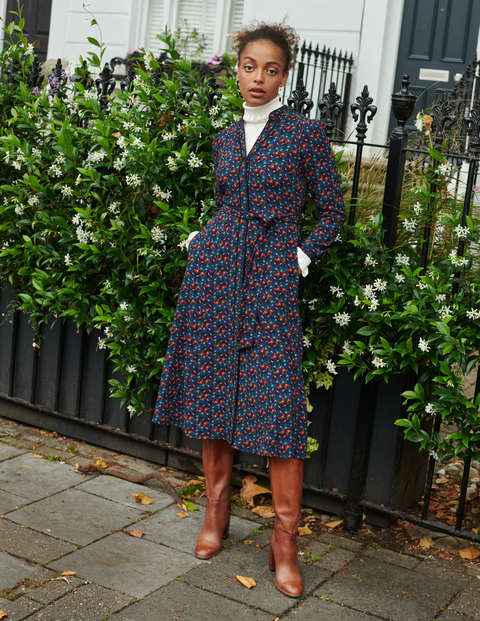 Pippa Midi Shirt Dress - French Navy, Spinning Petals Pippa Midi Shirt Dress - French Navy, Spinning Petals
