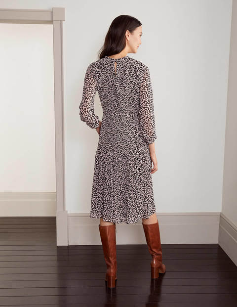 Nell Pleated Dress - Black and Milkshake, Blossom Nell Pleated Dress - Black and Milkshake, Blossom