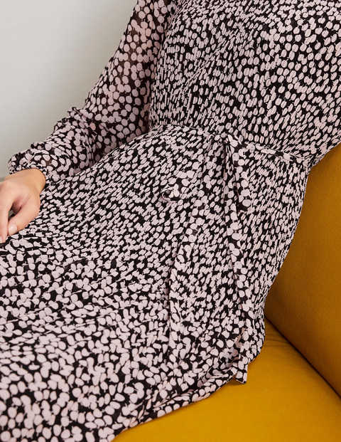 Nell Pleated Dress - Black and Milkshake, Blossom Nell Pleated Dress - Black and Milkshake, Blossom