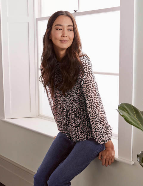 Nell Pleated Top - Black, Blossom Bud Nell Pleated Top - Black, Blossom Bud