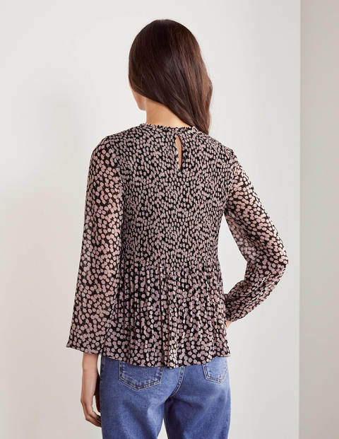 Nell Pleated Top - Black, Blossom Bud Nell Pleated Top - Black, Blossom Bud