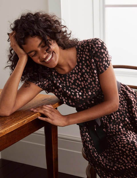 Bettina Dress - Black and Copper Clip Spot Bettina Dress - Black and Copper Clip Spot