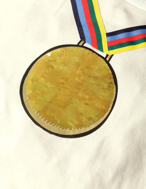 Sportliches Paillettenoberteil - Naturweiß, Medaille DEU Sportliches Paillettenoberteil - Naturweiß, Medaille DEU