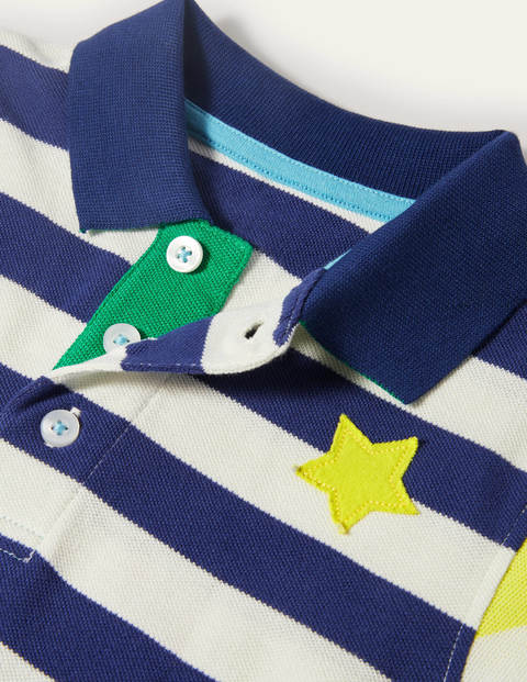 Piqué Polo Shirt - Navy/Ivory Hotchpotch Stars Piqué Polo Shirt - Navy/Ivory Hotchpotch Stars