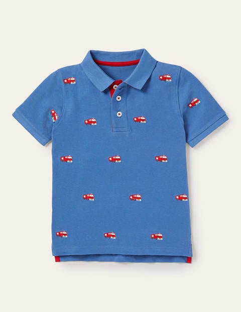Piqué Polo Shirt - Elizabethan Blue Fire Engines Piqué Polo Shirt - Elizabethan Blue Fire Engines