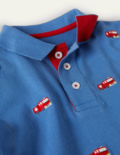 Piqué Polo Shirt - Elizabethan Blue Fire Engines Piqué Polo Shirt - Elizabethan Blue Fire Engines