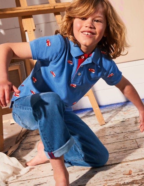 Piqué Polo Shirt - Elizabethan Blue Fire Engines Piqué Polo Shirt - Elizabethan Blue Fire Engines