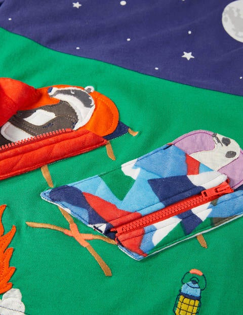 Oberteil mit Szenen-Aufklappmotiv - Segelblau, Campende Tiere Oberteil mit Szenen-Aufklappmotiv - Segelblau, Campende Tiere
