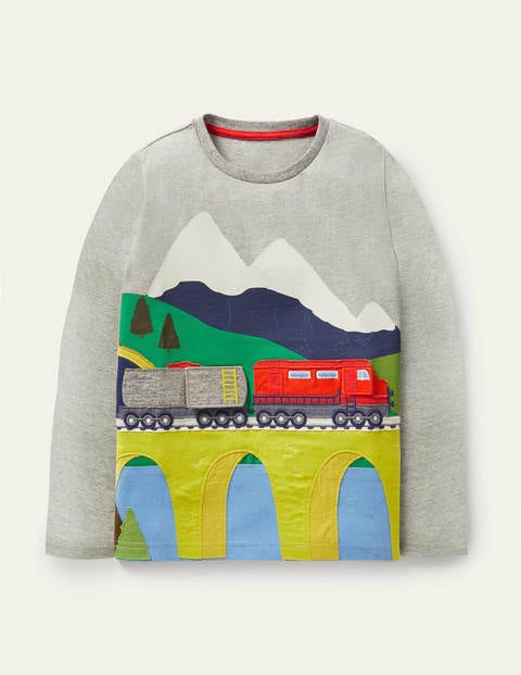 Lift-the-flap Scene T-shirt - Grey Marl Train Lift-the-flap Scene T-shirt - Grey Marl Train