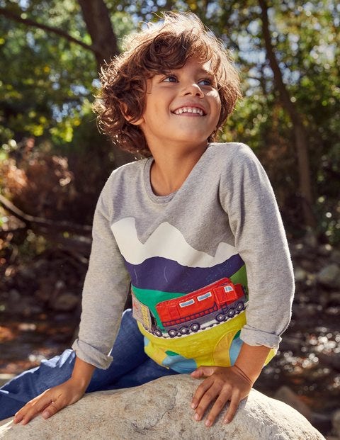 Lift-the-flap Scene T-shirt - Grey Marl Train Lift-the-flap Scene T-shirt - Grey Marl Train
