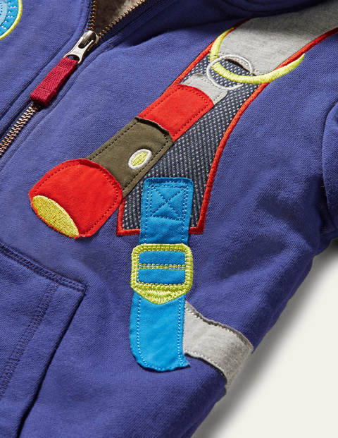 Kapuzenjacke mit kuscheligem Futter und Applikation - Segelblau, Rucksack Kapuzenjacke mit kuscheligem Futter und Applikation - Segelblau, Rucksack