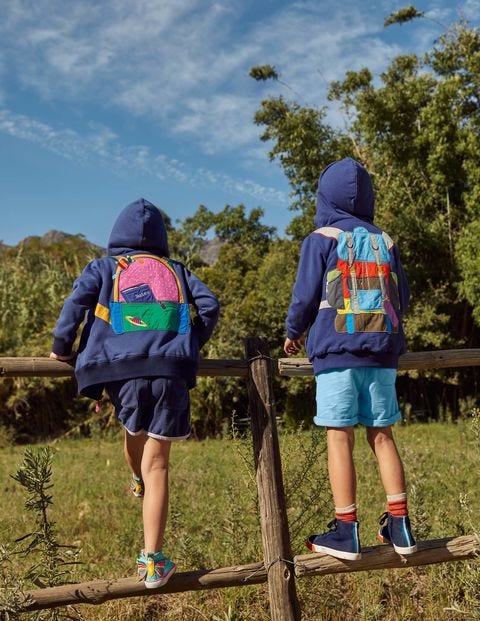 Kapuzenjacke mit kuscheligem Futter und Applikation - Segelblau, Rucksack Kapuzenjacke mit kuscheligem Futter und Applikation - Segelblau, Rucksack