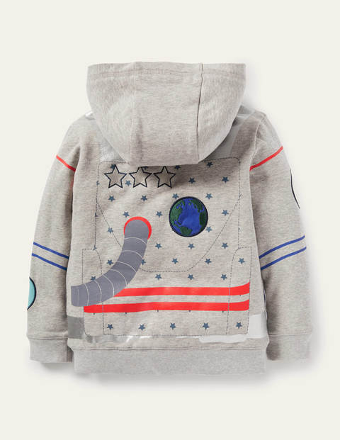 Kapuzenjacke mit kuscheligem Futter und Applikation - Grau Meliert, Astronaut Kapuzenjacke mit kuscheligem Futter und Applikation - Grau Meliert, Astronaut
