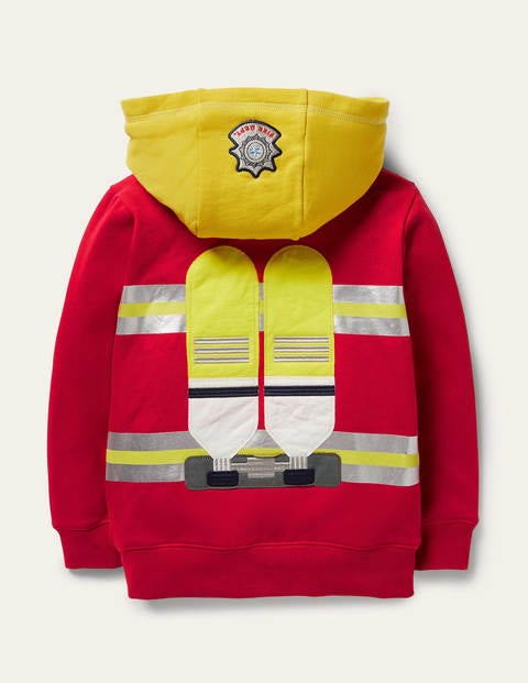 Kapuzenjacke mit kuscheligem Futter und Applikation - Rockabilly-Rot, Feuerwehrmann Kapuzenjacke mit kuscheligem Futter und Applikation - Rockabilly-Rot, Feuerwehrmann
