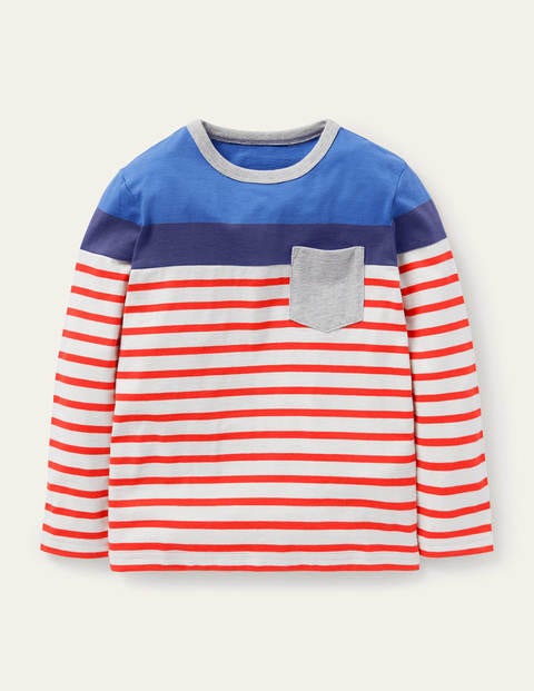 Bretonshirt mit Blockfarben - Raketenrot/Elisabethanisches Blau Bretonshirt mit Blockfarben - Raketenrot/Elisabethanisches Blau