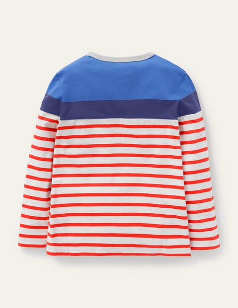 Bretonshirt mit Blockfarben - Raketenrot/Elisabethanisches Blau Bretonshirt mit Blockfarben - Raketenrot/Elisabethanisches Blau