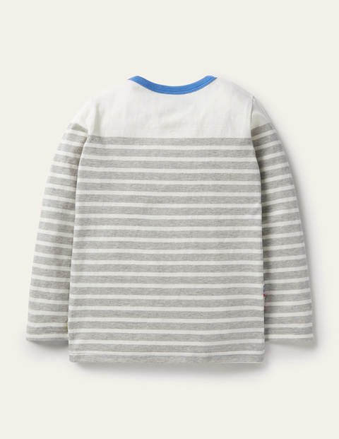 Appliqué Breton T-shirt - Grey Marl/Ivory Vehicles Appliqué Breton T-shirt - Grey Marl/Ivory Vehicles