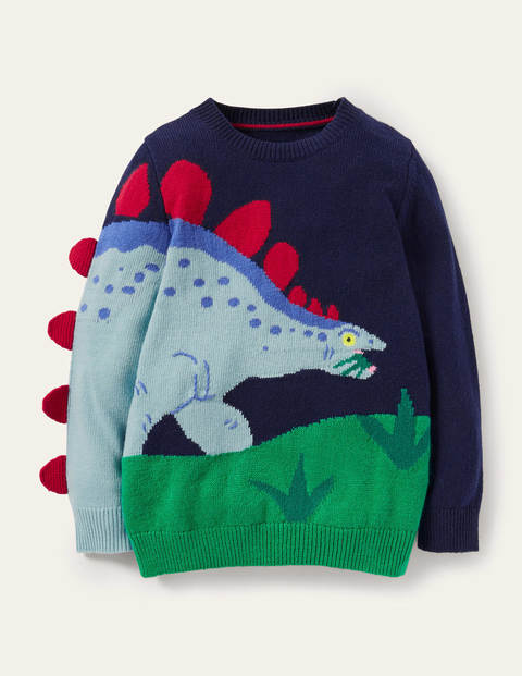 Graphic Crew Sweater - College Navy Dinosaur