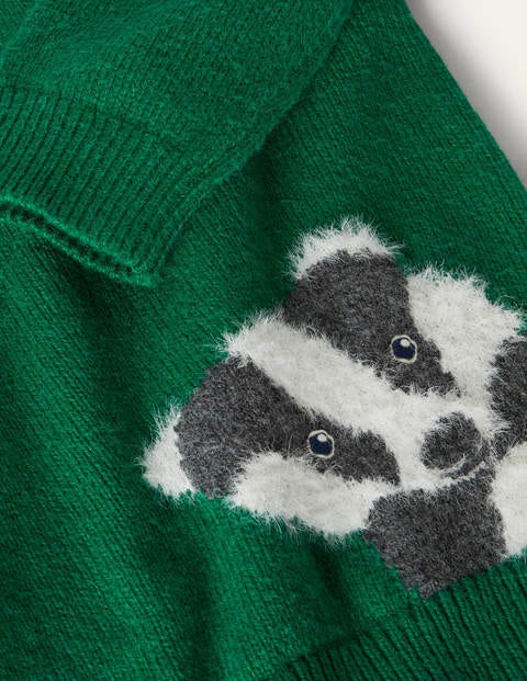 Graphic Crew Jumper - Forest Green Woodland Animals Graphic Crew Jumper - Forest Green Woodland Animals