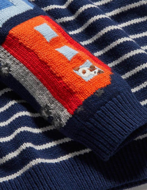 Graphic Crew Sweater - College Navy Trains Graphic Crew Sweater - College Navy Trains