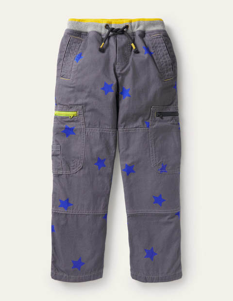 Cosy Lined Cargo Pants - Soot Grey/Brilliant Blue Star Cosy Lined Cargo Pants - Soot Grey/Brilliant Blue Star