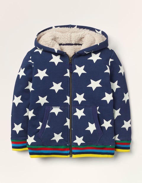 Shaggy-lined Zip-up Hoodie - College Navy Star Shaggy-lined Zip-up Hoodie - College Navy Star