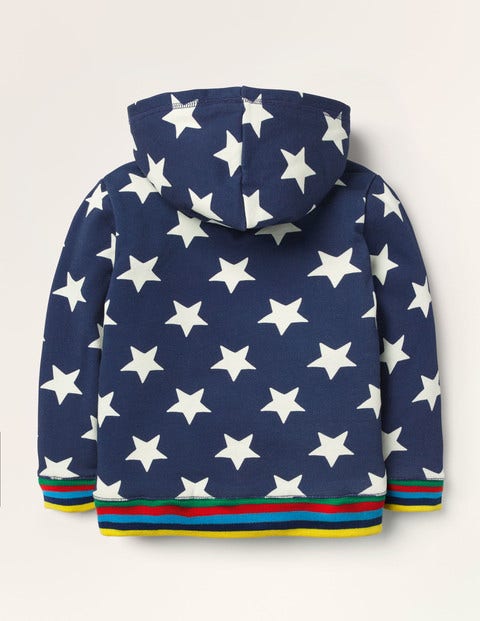 Shaggy-lined Zip-up Hoodie - College Navy Star