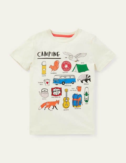 T-Shirt mit Campingmotiv - Naturweiß, Camping-Abenteuer T-Shirt mit Campingmotiv - Naturweiß, Camping-Abenteuer