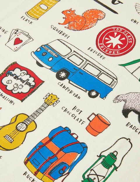 T-Shirt mit Campingmotiv - Naturweiß, Camping-Abenteuer T-Shirt mit Campingmotiv - Naturweiß, Camping-Abenteuer