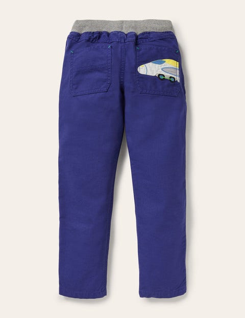 Appliqué Pull-on Pants - Starboard Blue Trains Appliqué Pull-on Pants - Starboard Blue Trains