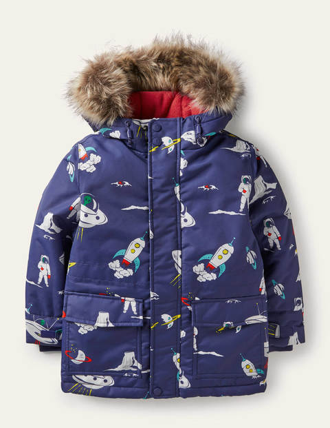 Bequemer wasserdichter Parka - Segelblau, Weltall Bequemer wasserdichter Parka - Segelblau, Weltall