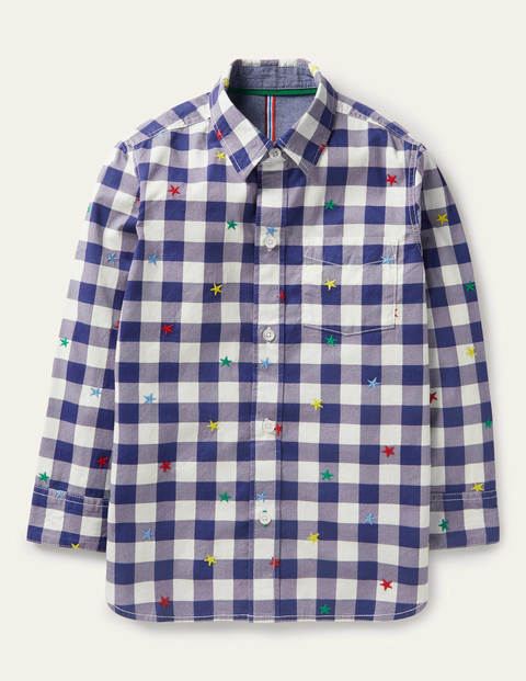 Lässiges Twill-Hemd - Navy/Naturweiß, Regenbogensterne Lässiges Twill-Hemd - Navy/Naturweiß, Regenbogensterne