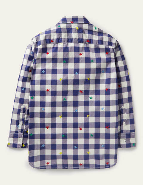 Lässiges Twill-Hemd - Navy/Naturweiß, Regenbogensterne Lässiges Twill-Hemd - Navy/Naturweiß, Regenbogensterne