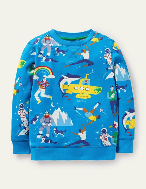 Printed Sweatshirt - Moroccan Blue Heros Printed Sweatshirt - Moroccan Blue Heros