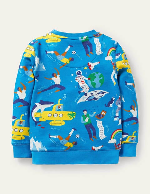 Printed Sweatshirt - Moroccan Blue Heros Printed Sweatshirt - Moroccan Blue Heros