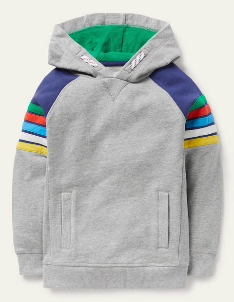 Hoodie mit Regenbogenstreifen - Grau Meliert, Regenbogen Hoodie mit Regenbogenstreifen - Grau Meliert, Regenbogen